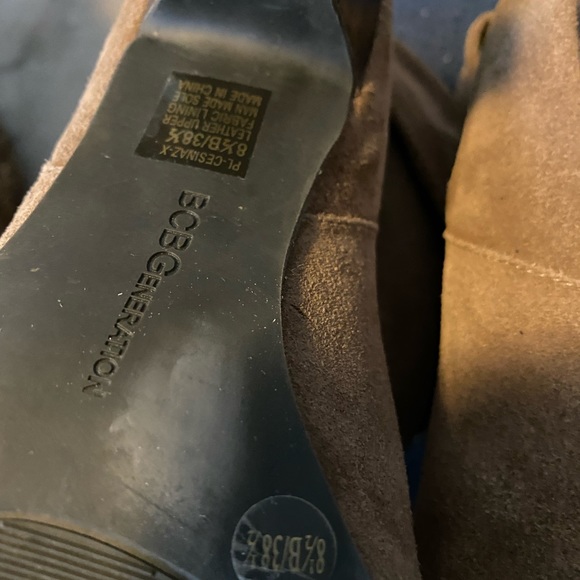 BCBG Suede Heeled Booties. Used. Tan color. Size 8.5B. Please see photos. - Picture 5 of 7